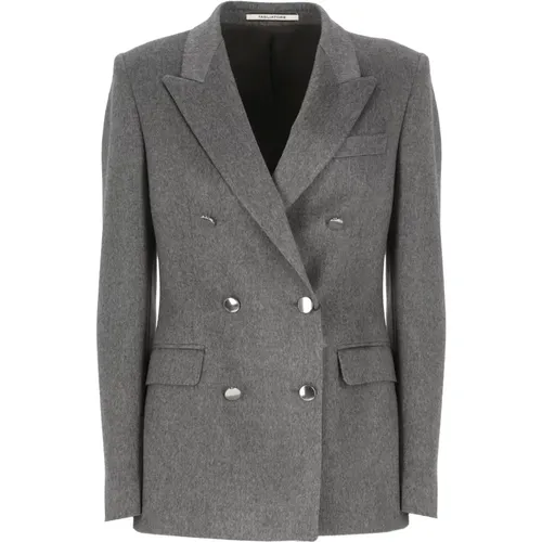 Grey Cashmere Blazer Peak Lapel Jacket , female, Sizes: L, S - Tagliatore - Modalova