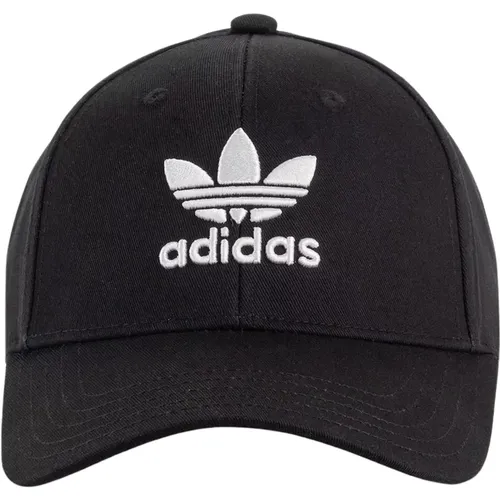 Schwarze Baumwoll-Baseballkappe mit übergroßem Trefoil-Logo , unisex, Größe: ONE Size - adidas Originals - Modalova