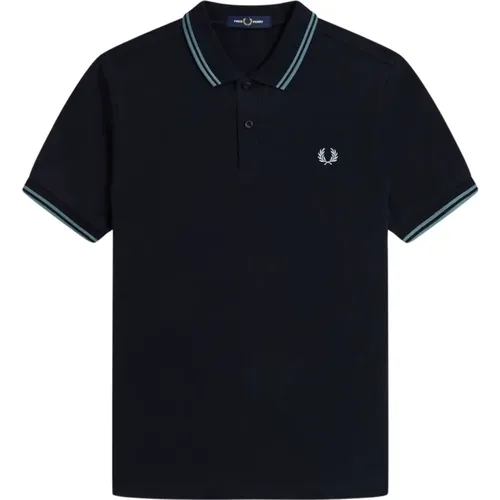 Slim Fit Twin Tipped Polo in Navy/Silver , male, Sizes: M, S, L - Fred Perry - Modalova