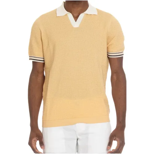 Gelbes Kontrast Polo Shirt 3D Waffel , Herren, Größe: L - Drumohr - Modalova
