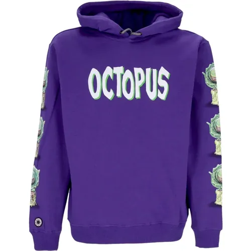 Lila Herrenhoodie mit Feed Me Print , Herren, Größe: M - Octopus - Modalova