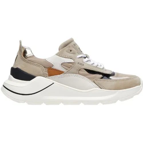 Beige Nylon Sneakers with Suede and Black Leather , female, Sizes: 5 UK, 7 UK, 4 UK - D.a.t.e. - Modalova