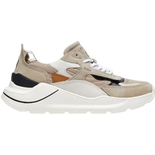 Beige Nylon Sneakers with Suede and Black Leather , female, Sizes: 7 UK - D.a.t.e. - Modalova