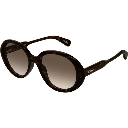 Runde Vintage Sonnenbrille Gayia Kollektion , Damen, Größe: 55 MM - Chloé - Modalova