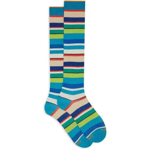 Italienische Gestreifte Lange Socken , Herren, Größe: M - Gallo - Modalova