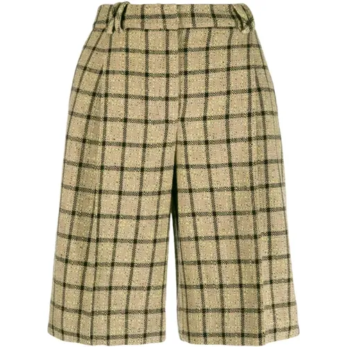 Check Pattern High-Waisted Shorts , female, Sizes: S - Ganni - Modalova