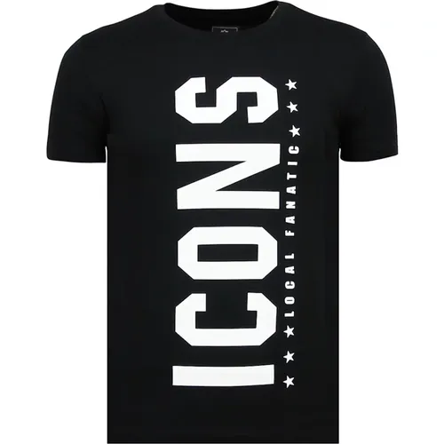 T-Shirt vertikale Icons - Online-Bekleidungsgeschäft für Männer - 6362N , Herren, Größe: M - Local Fanatic - Modalova
