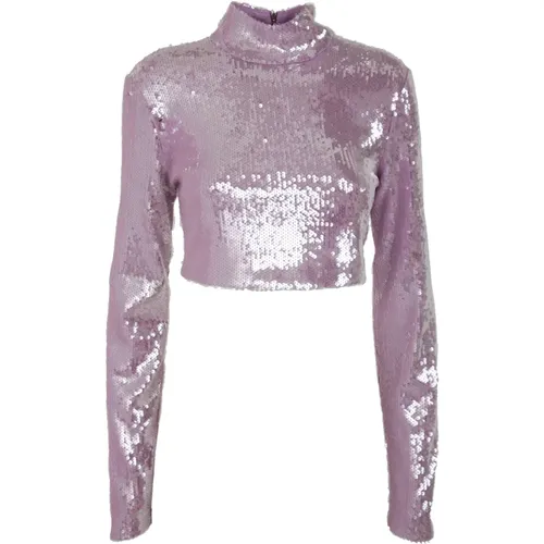 Sequin Turtleneck Cropped TOP , female, Sizes: XS - Rotate Birger Christensen - Modalova