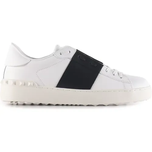 Weiße Schwarze Leder Low-Top Sneakers , Damen, Größe: 38 EU - Valentino Garavani - Modalova