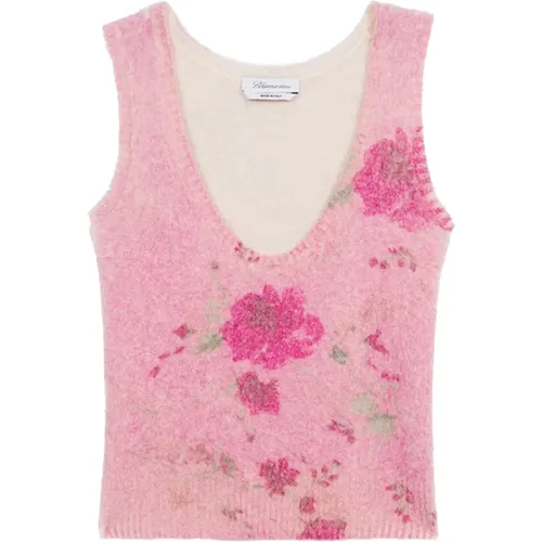 Ärmelloses Top Pink Peony Pers.Rot , Damen, Größe: M - Blumarine - Modalova