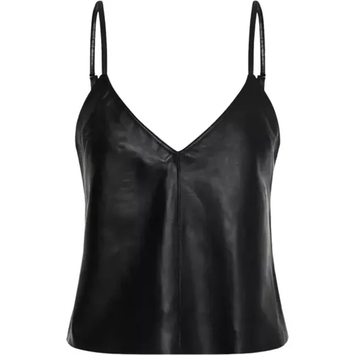 Schwarzes Leder Tank Top , Damen, Größe: L - One Teaspoon - Modalova