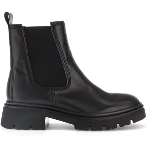 Schwarze Leder Chelsea Boots , Damen, Größe: 35 1/2 EU - Gabor - Modalova