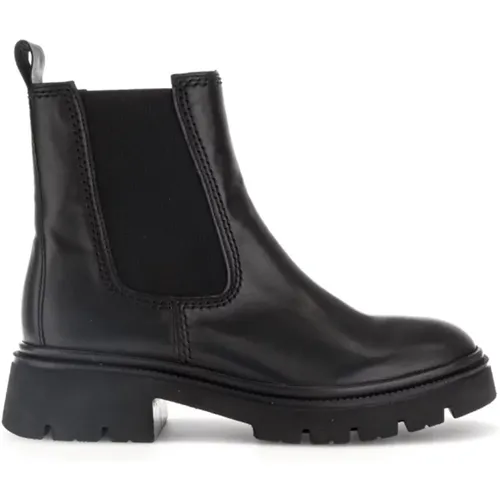 Schwarze Leder Chelsea Boots , Damen, Größe: 36 EU - Gabor - Modalova