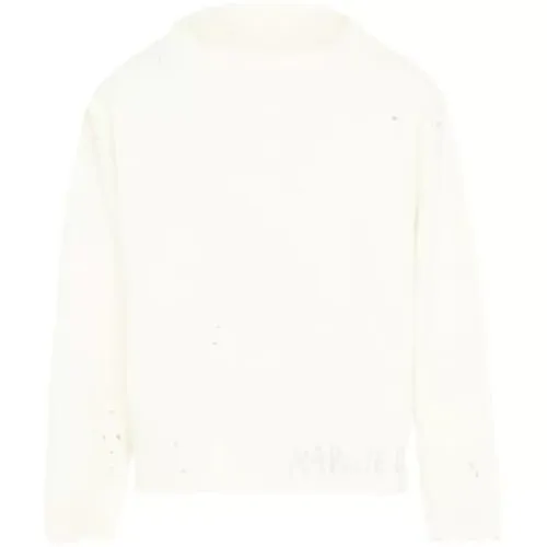 Stilvolle Pullover,Ivory Baumwoll-Sweatshirt mit Logo - Maison Margiela - Modalova