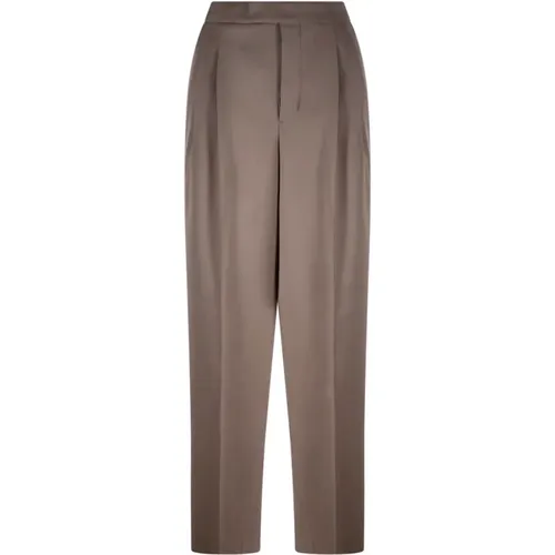 Taupe Large Fit Hosen , Damen, Größe: S - Ami Paris - Modalova