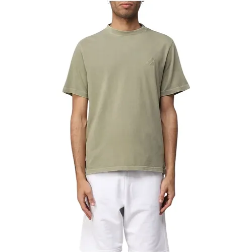 Grünes Baumwoll-T-Shirt mit Besticktem Logo , Herren, Größe: L - Autry - Modalova