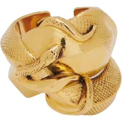 Golden Snake Detail Ring , female, Sizes: 54 MM, 52 MM - alexander mcqueen - Modalova