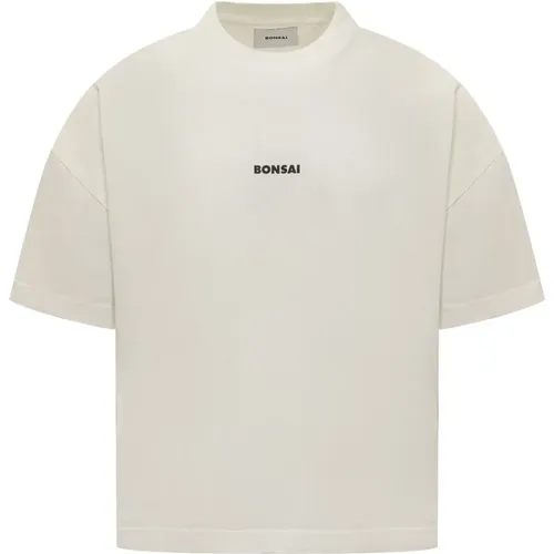 Weiße Baumwoll-Logo-T-Shirt Oversize - Bonsai - Modalova