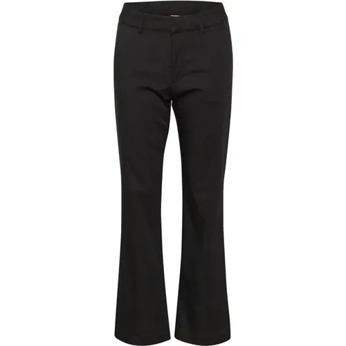 Flared Chino Hose Schwarz Tief , Damen, Größe: 2XL - Kaffe - Modalova