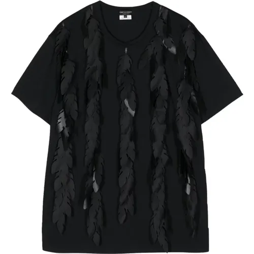 Leaf-Appliqué T-Shirt , male, Sizes: XL, L - Comme des Garçons - Modalova