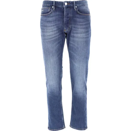 Blaue Jeans mit Grünen Akzenten , Herren, Größe: W32 - Emporio Armani - Modalova