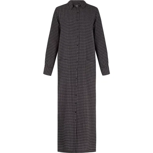 Grey checkered shirt dress in wool blend , female, Sizes: XL, S, L, M, 2XL - Cortana - Modalova