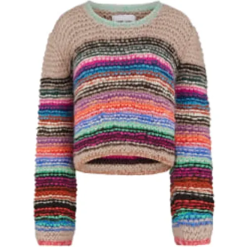 Handknit Oversized Sweater Sassi Stripe 321-233 , female, Sizes: M, S - Dawn x Dare - Modalova