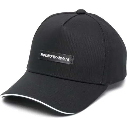 Logo-Patch Cap, Schwarze Baumwolle, Verstellbarer Riemen - Emporio Armani - Modalova