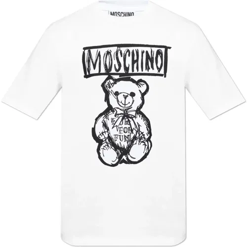 Printed T-shirt , male, Sizes: S, M - Moschino - Modalova