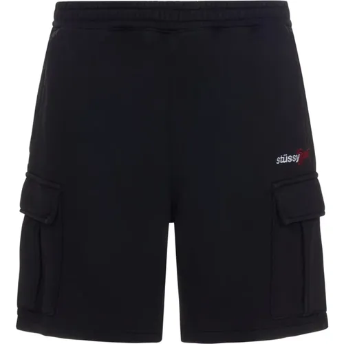 Schwarze Cargo-Shorts mit Elastischem Bund - Stüssy - Modalova