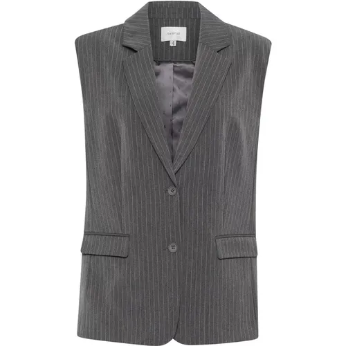 Pinstripe Waistcoat Jacket Grey , female, Sizes: S, M - Gestuz - Modalova