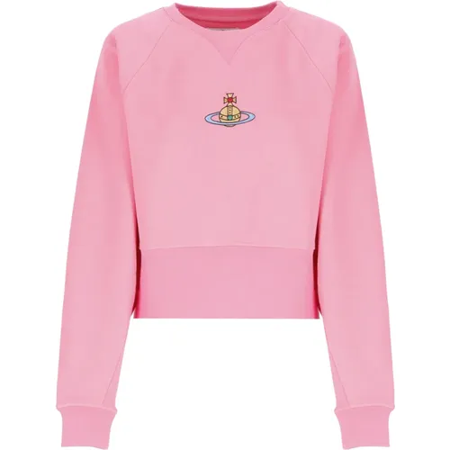 Rosa Sweatshirt mit Orb-Stickerei , Damen, Größe: M - Vivienne Westwood - Modalova