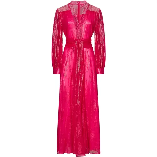 Fuchsia Lace Flared Dress , female, Sizes: 2XS, S - pinko - Modalova