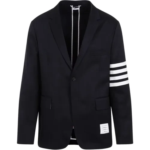 Navy Cotton Classic Jacket , male, Sizes: 2XL - Thom Browne - Modalova