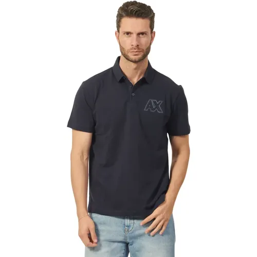 Herren Polo Shirt Marineblau , Herren, Größe: XL - Armani Exchange - Modalova