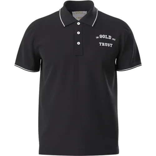 Schwarzes Polo-Shirt mit Logo - In Gold We Trust - Modalova