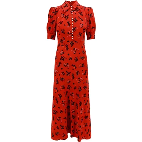 Silk Rose Print Dress , female, Sizes: S, M - Alessandra Rich - Modalova