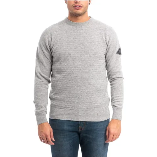 Round Neck Waffle Knit Wool Sweater , male, Sizes: S - Roy Roger's - Modalova