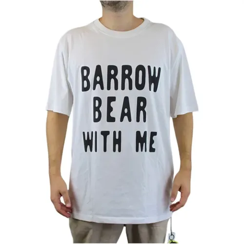 Weißes T-Shirt mit kurzen Ärmeln und Buchstaben - Barrow - Modalova
