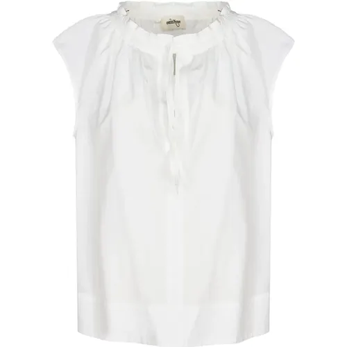 Poplin Blouse with Drop Neckline , female, Sizes: L, M - Ottod'Ame - Modalova