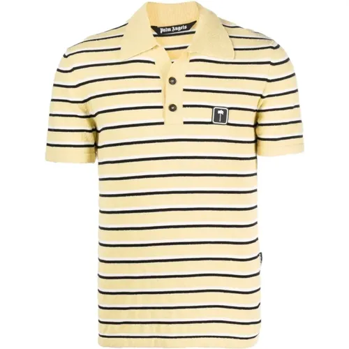 Stripy Terry Knitted Polo Shirt , male, Sizes: L, M - Palm Angels - Modalova