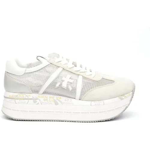 Grey Suede Sneakers with Transparent Upper , female, Sizes: 7 UK - Premiata - Modalova