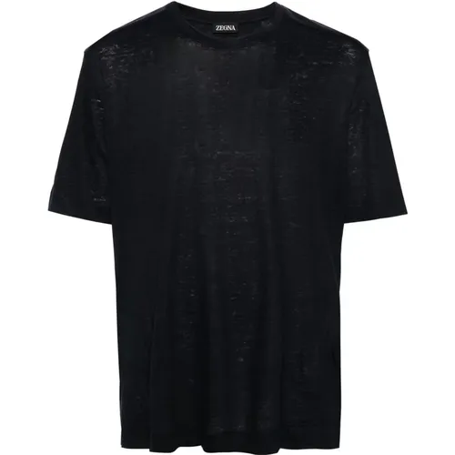 Linen T-shirt , male, Sizes: XL, 2XL - Ermenegildo Zegna - Modalova