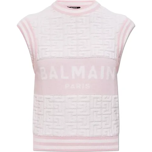 Vest with logo , female, Sizes: S, M - Balmain - Modalova