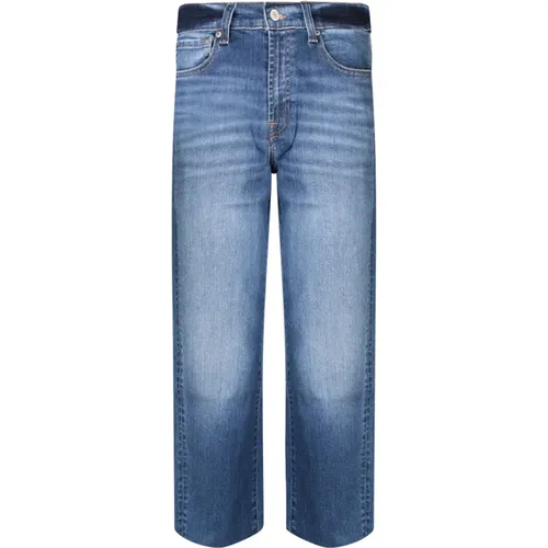 Blaue Slim Fit Jeans , Damen, Größe: W28 - 7 For All Mankind - Modalova