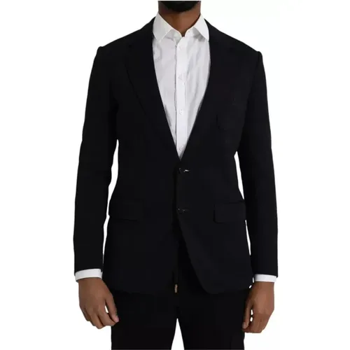 Blaue Woll Einreihiger Blazer Mantel - Dolce & Gabbana - Modalova