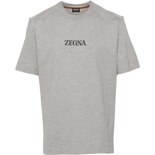 Grey T-shirts and Polos with Logo Print , male, Sizes: M, S, L - Ermenegildo Zegna - Modalova