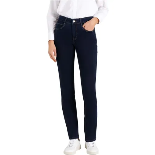 Dunkelblaue Denim Skinny Jeans , Damen, Größe: W34 - MAC - Modalova