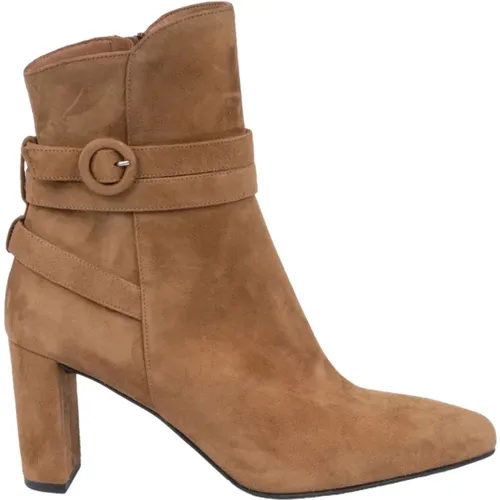 Camel Suede Ankle Boot with Side Zip , female, Sizes: 7 UK - Albano - Modalova