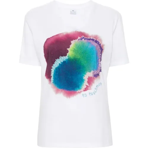 Weißes Bedrucktes Baumwoll-T-Shirt , Damen, Größe: S - PS By Paul Smith - Modalova